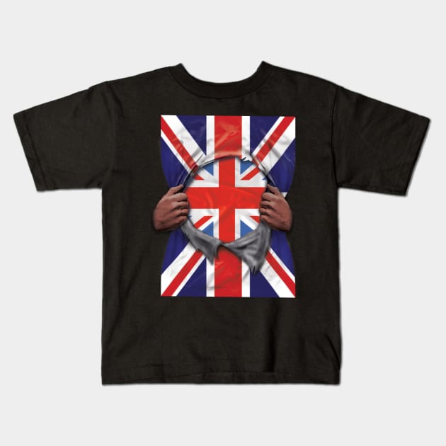 United Kingdom Flag Great Britain Flag Ripped - Gift for English Scottish Welsh Or Irish From United Kingdom Kids T-Shirt by Country Flags